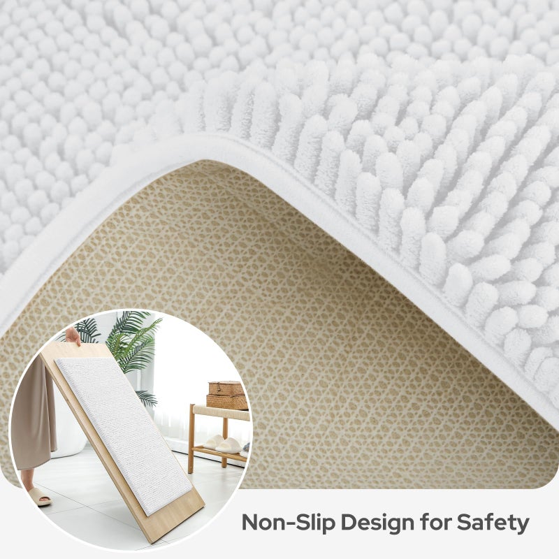 BYSURE White Bathroom Rugs Sets 3 Piece Non Slip Extra Absorbent Plush Chenille Soft Washable Bath Mats - Image 5
